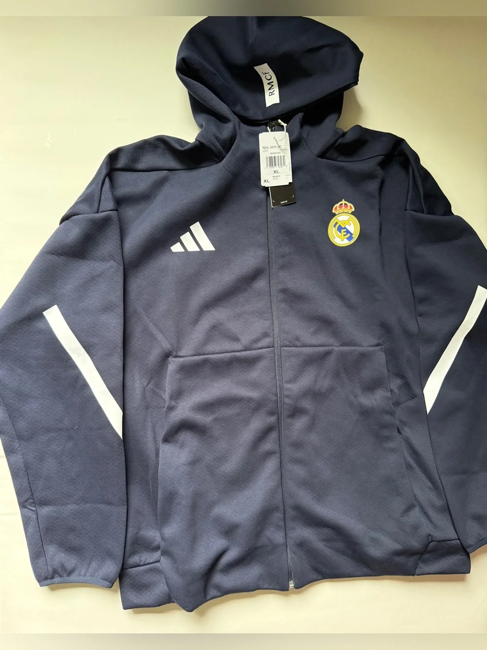 Adidas [XL] Real Madrid CF Hooded Z.N.E. Anthem Jacket Legend Ink KC3739